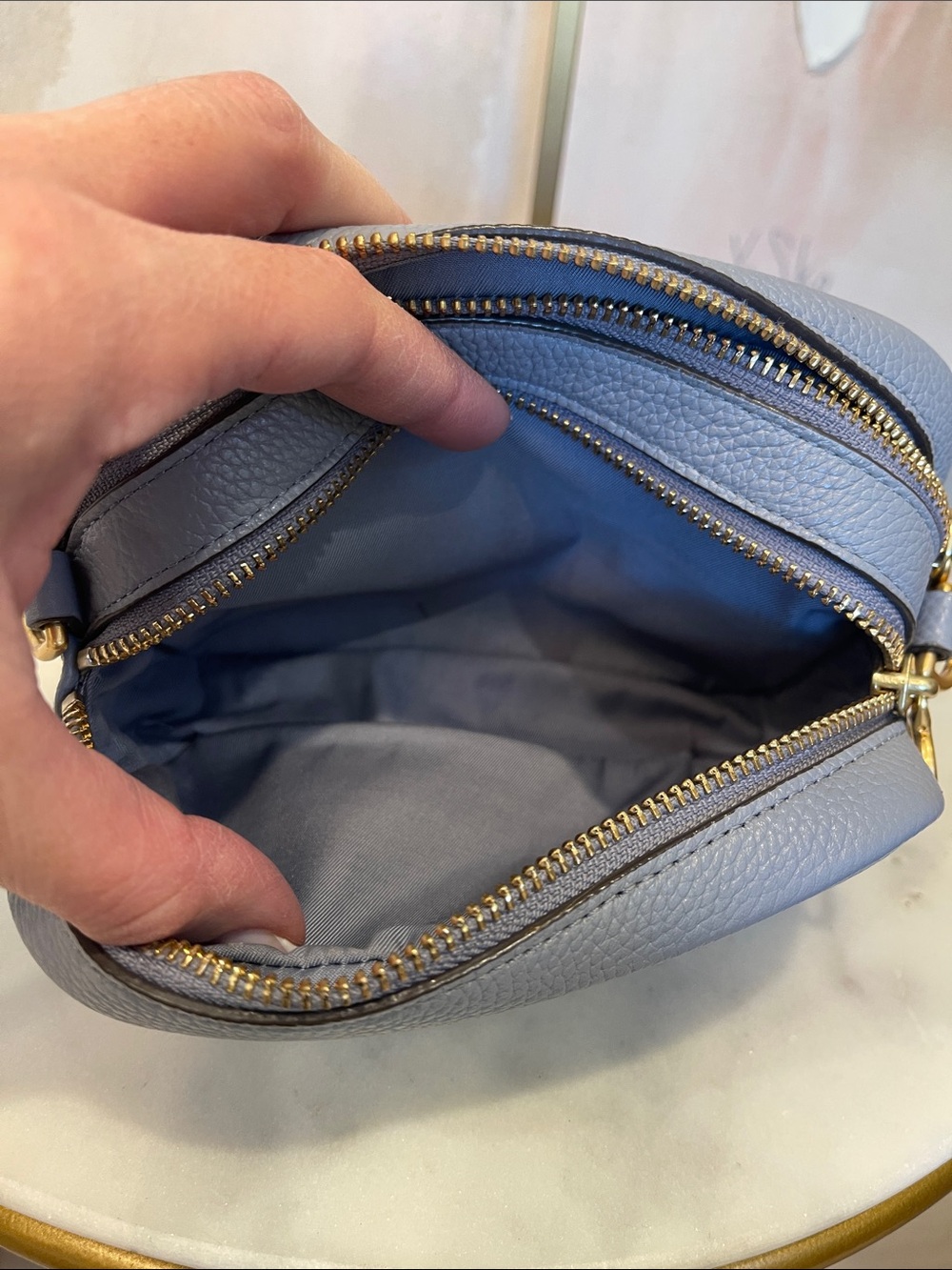 Tory Burch Pebbled Leather Crossbody in Slate Blue - Picture 6 of 7